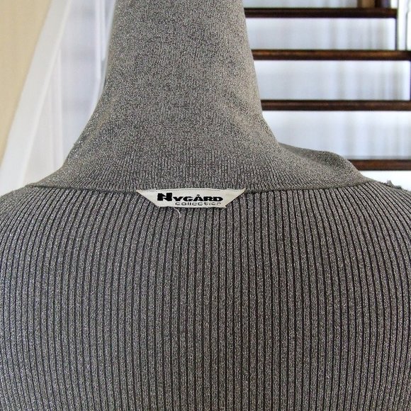 Sweet Nygard Grey Silver Metallic Cardigan Sweater XL - Picture 9 of 9
